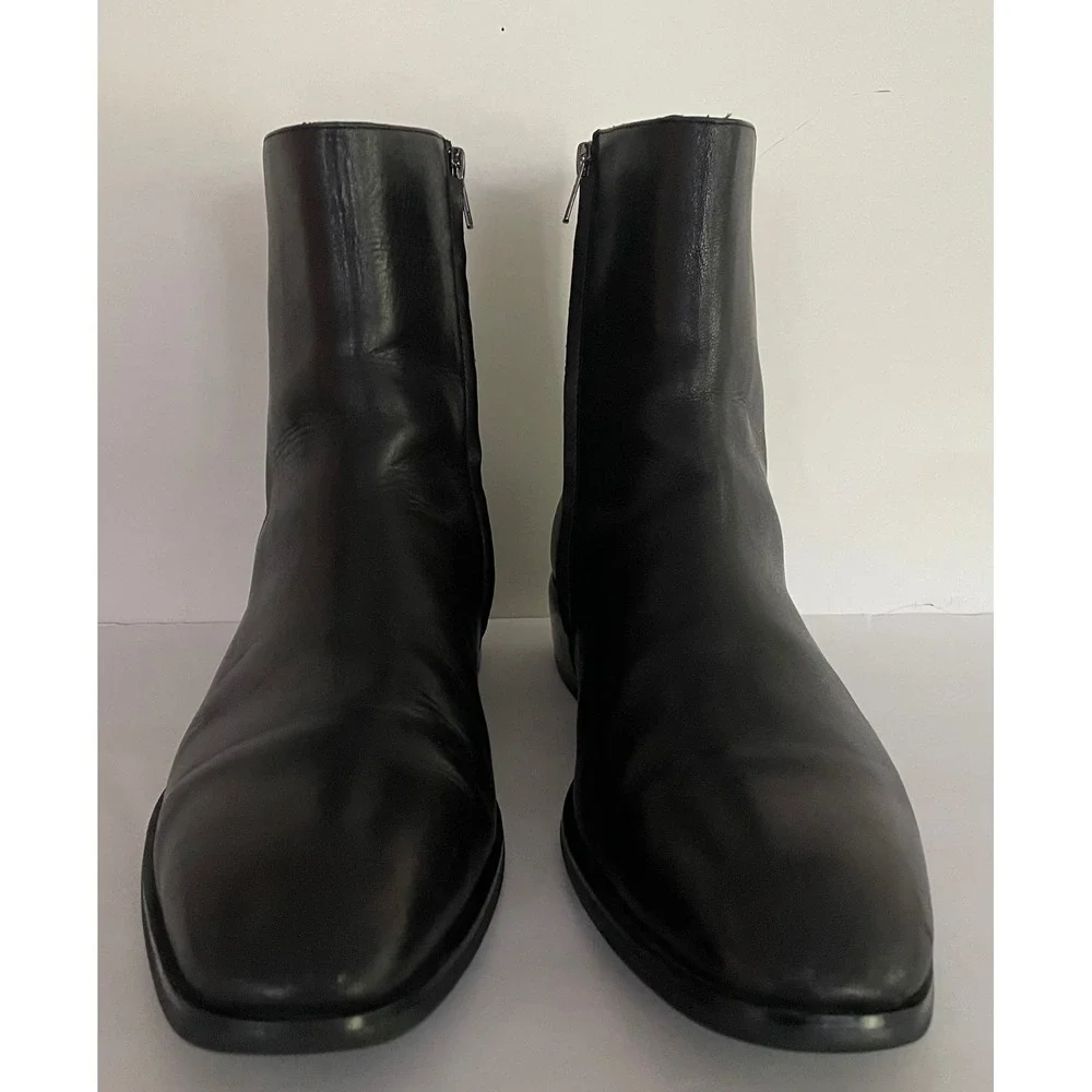 Aldo Mens Amur Flex Ankle Boot Black Leather Side Zip Square Toe Work 14 EUR 47